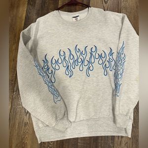 CREWNECK with BLUE fire design!!